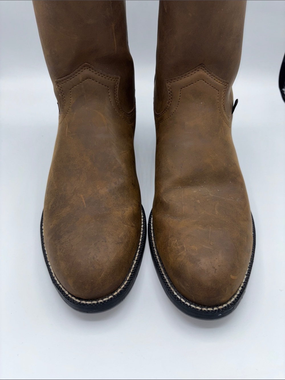 Justin Boots Men's Brown Pull-On Western Work Boots - Picture 3 of 15